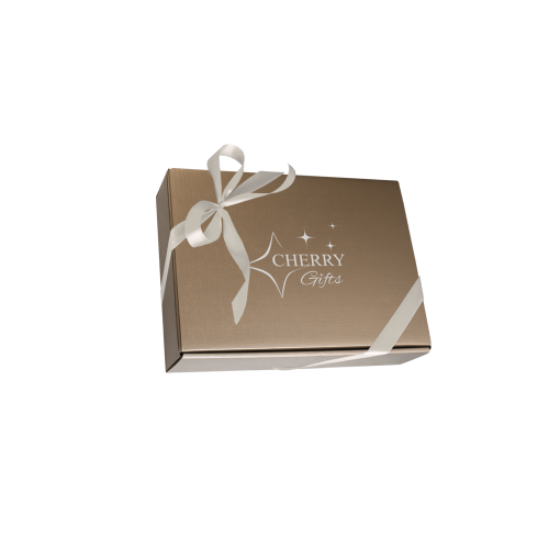 Eleganckie złote pudełko 3er Cherry Gifts z białą kokardką.png